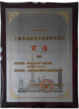Certificate Of Transformation Of High Tech Achievements Baijia 2008